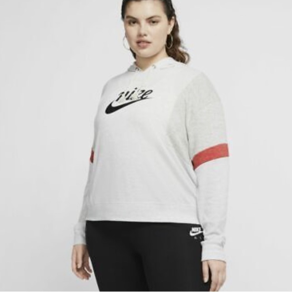 Women's Nike Sportswear Varsity Hoodie Gray Heather and red Large sweatshirt​​​